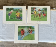 Set of 3 Vintage Arthur Sarnoff Dogs Playing Golf Prints Lithographs 1996 8x10