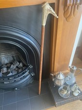 Vintage Handcrafted Wood Shillelagh/Walking Stick/Horn Handle - Dog Whistle-93cm