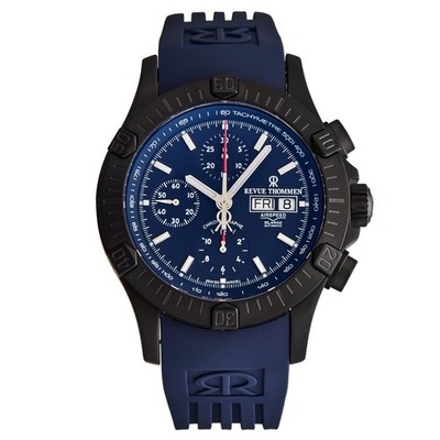Revue Thommen Airspeed Chrono Auto Day-Date Blue Dial Rubber 16071.6876