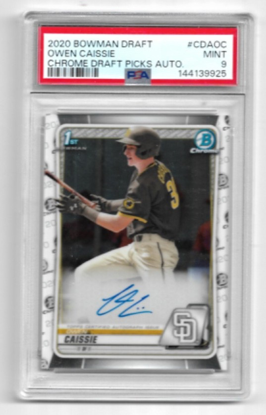 2020 BOWMAN DRAFT CHROME OWEN CAISSIE PSA 9 AUTO ROOKIE RC #CDAOC 1ST SIGNED