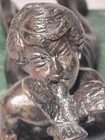 Vintage Bronze Figurine of a boy with a bird on a green marble base — photo 4