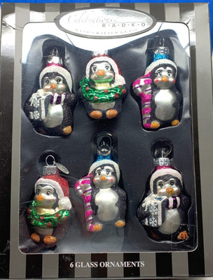 2015 NEW Celebrations by RADKO 6 Handcrafted Glass Peguin Ornaments | eBay