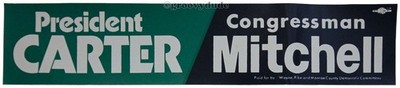 1976 Jimmy Carter President - Ed Mitchell Congressman PA Coattail Bumper Sticker