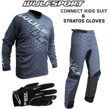 Kids Motocross Race Suit Wulf Off Road Dirt Quad Motorbike Top Pants MX Gloves