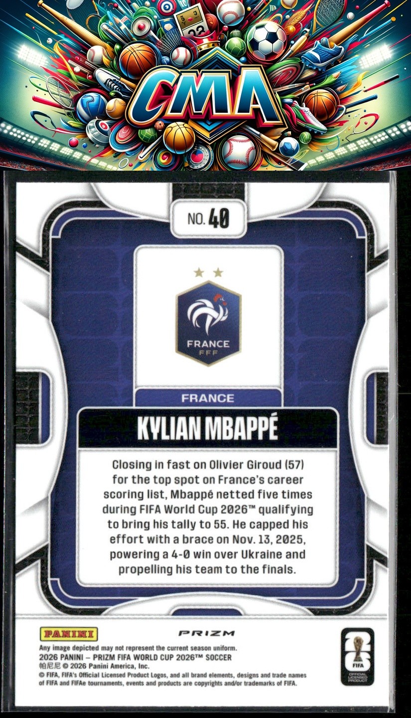 2026 Panini Prizm FIFA World Cup #40 Kylian Mbappe Wave Prizms view 2