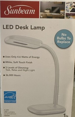 Sunbeam Flexible Neck LED Desk Lamp White   New In Box