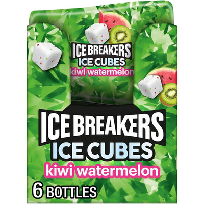 Ice Cubes Kiwi Watermelon Sugar-Free Gum Bottles, 6 Ct
