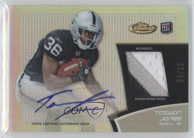 2011 Topps Finest Rookie Refractor 94/99 Taiwan Jones RPA Patch Auto RC 2u3