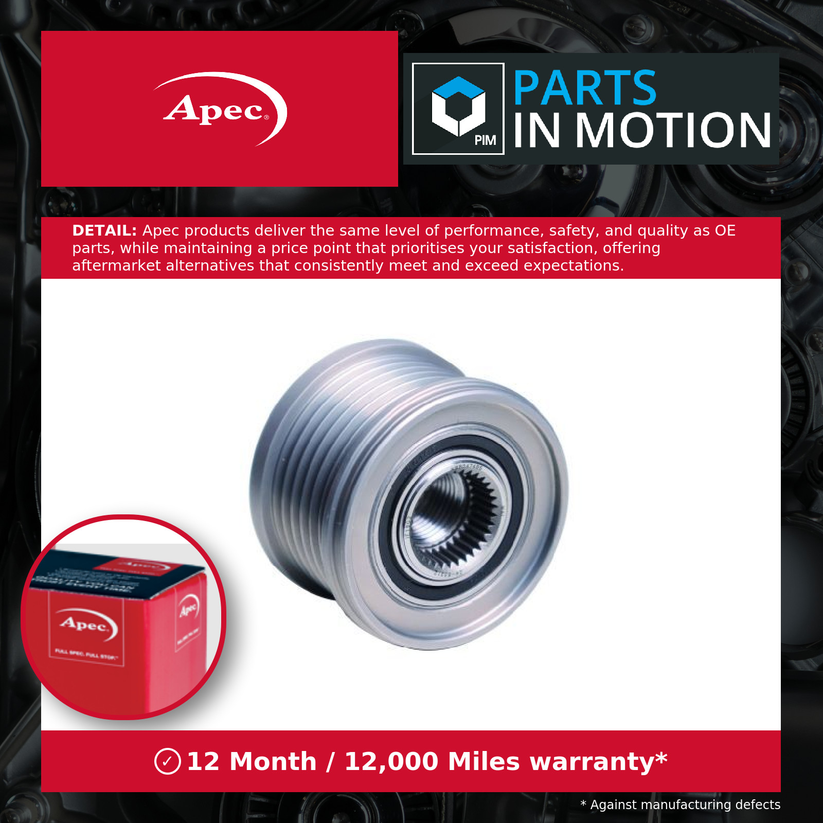 Overrunning Alternator Pulley fits MAZDA 6 GJ 2.5 2018 on Clutch PY8V18300D Apec - Image 10