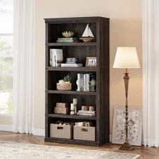 5-Tier Wooden Bookcase with Open Display Shelves for Home Office 80*32*171cm