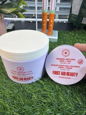 First Aid Beauty Ingrown Hair Pads KP Bump Eraser Body Scrub AHA BHA Coconut Set