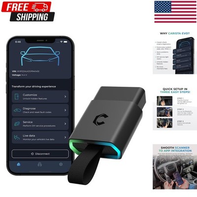 Carista EVO - Bluetooth OBD2 Scanner - Car Diagnostic Tool & Code Black