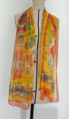 REGINA SCHRECKER FREE TIME women s Abstract Sheer Scarf 63''/21'' NEW.WITH.TAG