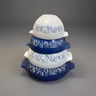 Pyrex Colonial Mist Blue Cinderella Mixing Bowl Set 441 442 443 444, VERY CLEAN!