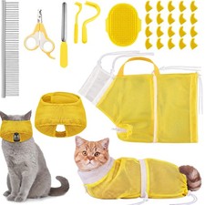 9 Pcs Cat Bathing Bag Set Cat Shower Bag Anti Bite and Scratch for Pet Groomi...