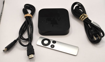 Apple TV 3rd Gen Black A1469 w/ Power Cord And Remote WORKS!