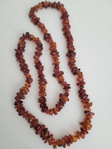 Vintage Baltic Amber Necklace 41" Inches Long Honey Cognac Jewelry 160+ Nuggets