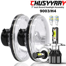 Pair 7inch Round Led Headlight Hilo Beam H4 Lights For Kenworth T2000 1998-2010