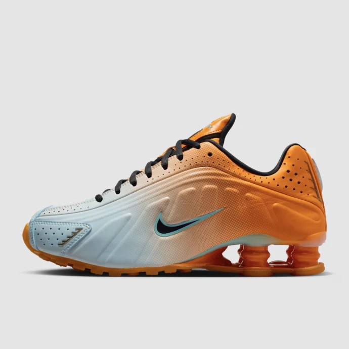 New Nike Women's Shox R4 Shoes - Vivid Orange/ Glacier Blue (IH2343-801)