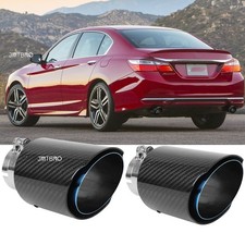 2 Carbon Fiber 2.5 In 3.5 Out Exhaust Tip Pipe Stainless For Honda Civic Sedan