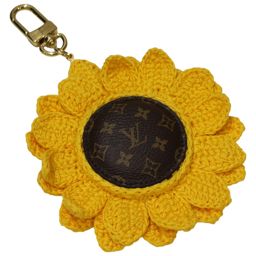 LOUIS VUITTON Bag Charm Sunflower Crochet Back Charm Monogram