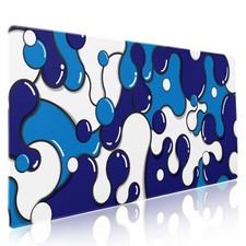 Navy Blue White Non-Slip Rubber Mouse Pad Desk Mat Gaming Keyboard Mat