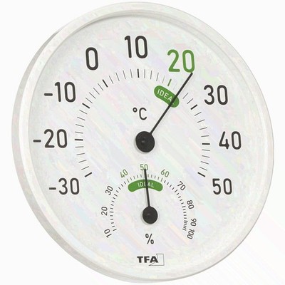 TFA Dostmann Analoges Thermo-Hygrometer 45.2045.02 Innen Außen Temperatur Weiß