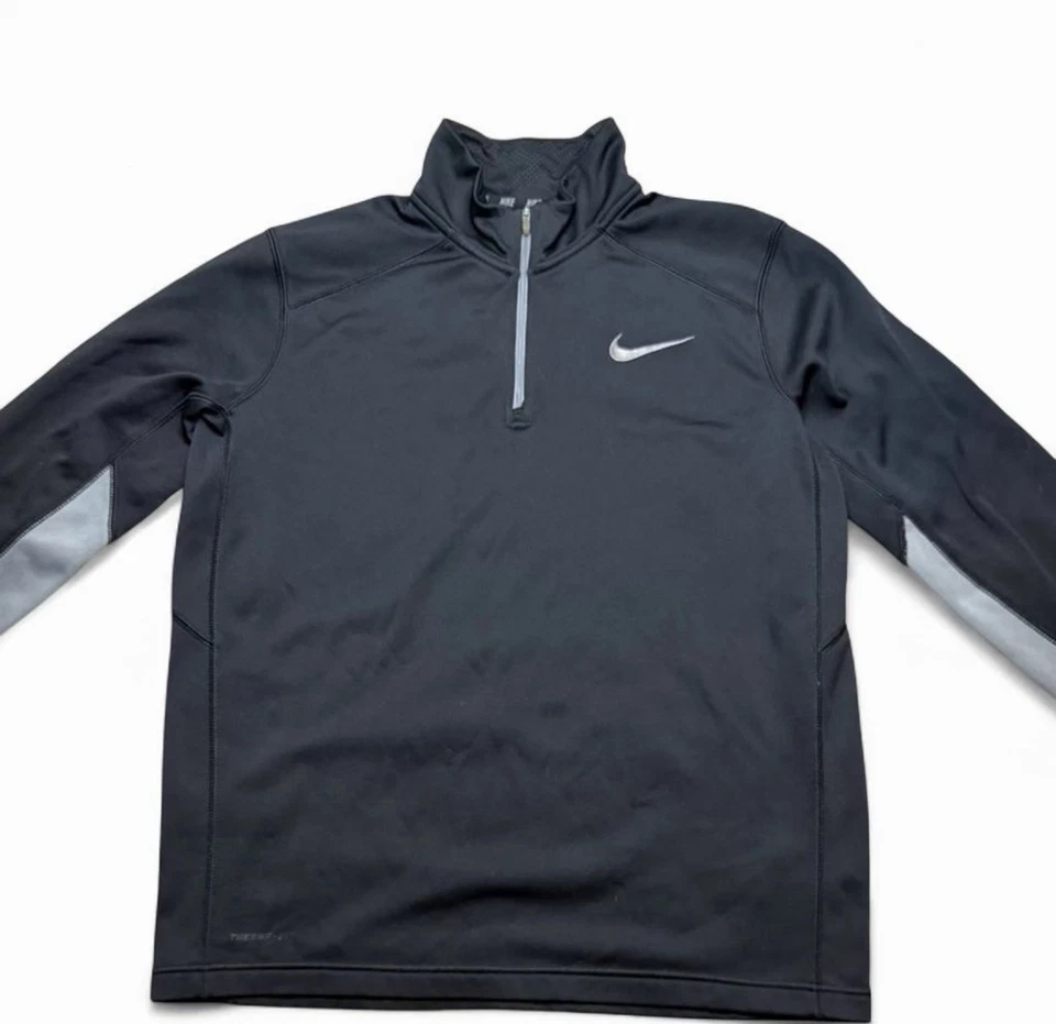 Pullover Nike Therma-Fit para hombre L 1/4 cremallera negro manga reflectante correr Foto 3 de 4