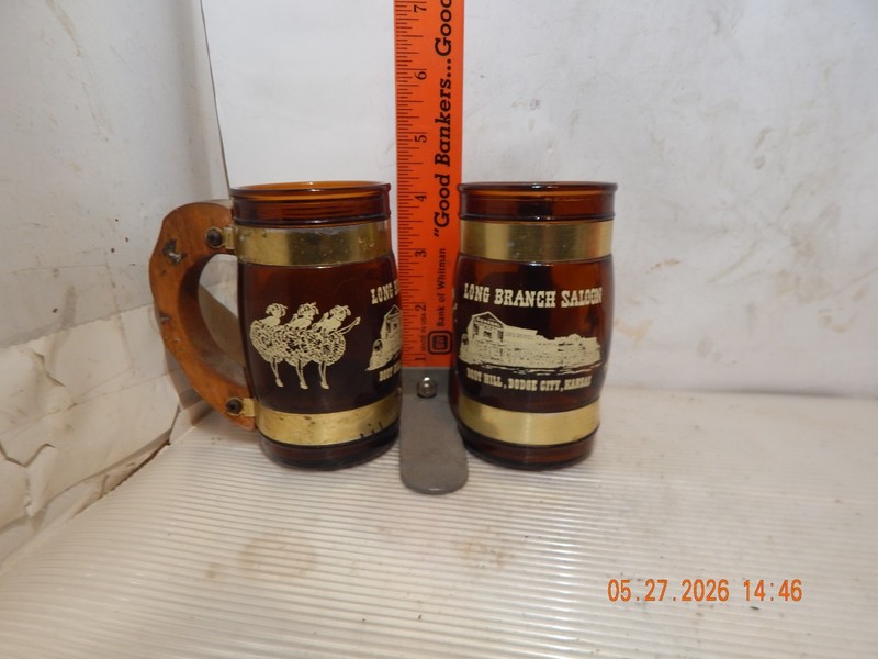 Souvenir Beer Bottle Glass mugs-Long Branch Saloon, Dodge City, Kansas 