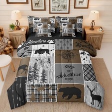 Erosebridal Rustic Cabin Lodge Full Bedding Set 7 Pieces Bear Deer Comforter
