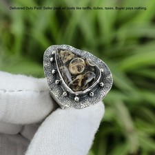 Turritella Agate Gemstone 925 Sterling Silver New Statement Ring Jewelry Size 7