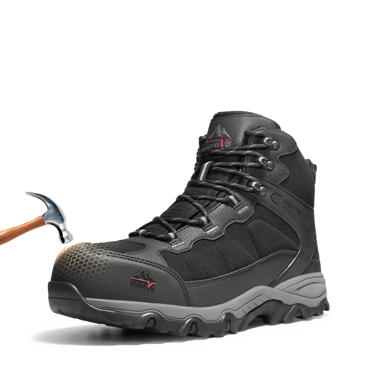 NORTIV 8 Waterproof Steel Toe Boots for Men Slip Resistant Safety Industrial ...