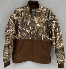 Drake Waterfowl Systems Jacket Mens Large Brown Camo Fleece Full Zip Hunting
