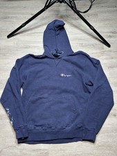 Vintage 90s Champion Hoodie Sweatshirt Blue Men XL USA Made Distressed Thrashed