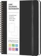 Journaling Notebooks, A5 Lined Spiral Notebook for Women  Men, 146 BLACK