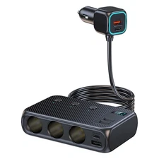 9in 1 Cigarette Lighter Socket Splitter USB-C Fast Charger Power Adapter Outlet