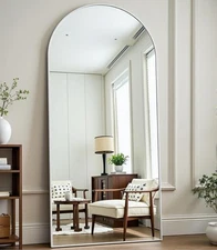 71"X30"Arched White Full Length Mirror, Large 71"L x 30"W, 