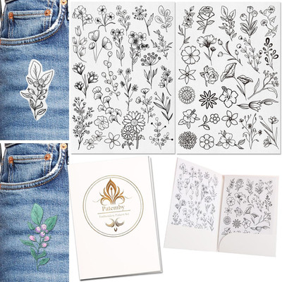 50Pcs Embroidery Pattern Water Soluble Embroidery Stabilizers, Stick and Stitch