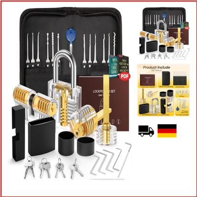 IPSXP Lockpicking Set 32 Stück Dietrich Set mit 4 Transparenten