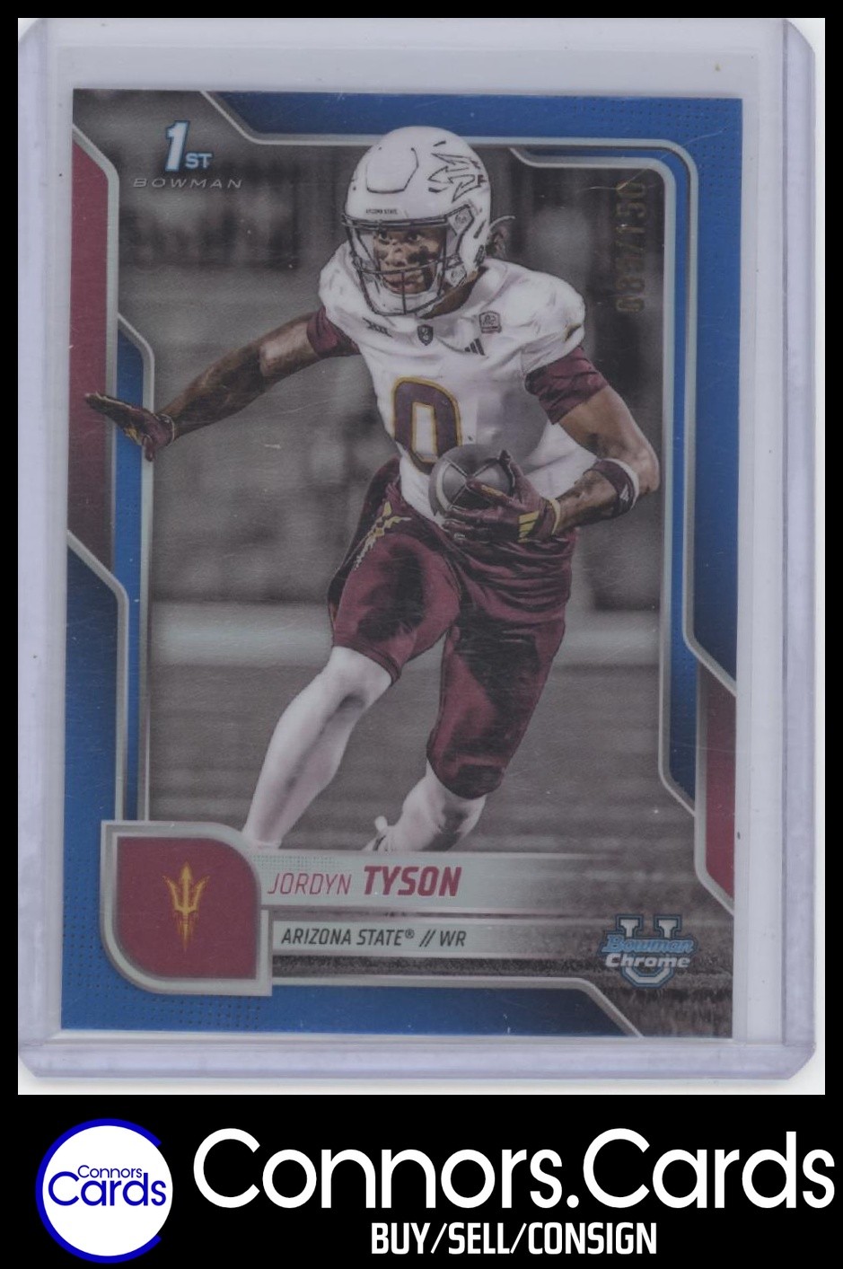 Jordyn Tyson 2025 Bowman University Chrome #31 Blue Refractor /150