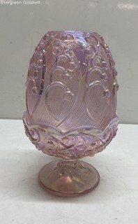 Vintage Fenton pink lily of the valley large fairy lamp
