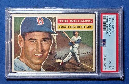 1956 Topps Baseball – Ted Williams 5 – Red Sox – PSA4 – VG-EX