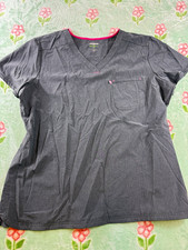Scrubstar Women s 2XL Gray Pink Solid V-Neck Short Sleeve Scrub Top Pocket