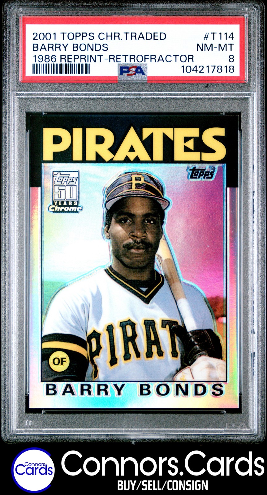 Barry Bonds PSA 8 2001 Topps Chrome #T114 Retrofractor Refractor 1986