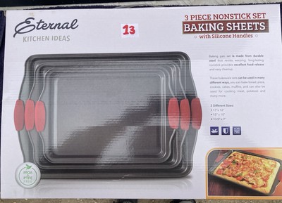 Classic Cuisine Baking Pans 3 Piece Nonstick Cookie Sheet Set - Black