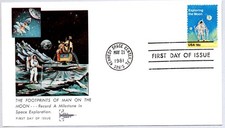 #1912 EXPLORING THE MOON STAMP FIRST DAY ISSUE, APOLLO 11, NEIL ARMSTRONG, NASA