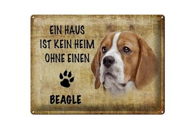 Blechschild 40 x 30 cm Ein Haus ist kein Heim ohne einen Beagle Hund