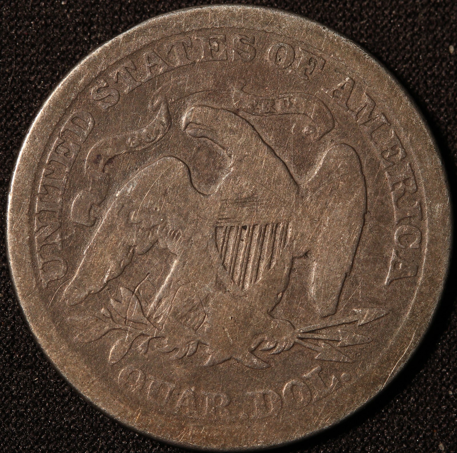 1873 ARROWS SEATED QUARTER, ENGRAVED, S A PERKINS SPOKANE 11 23 91
