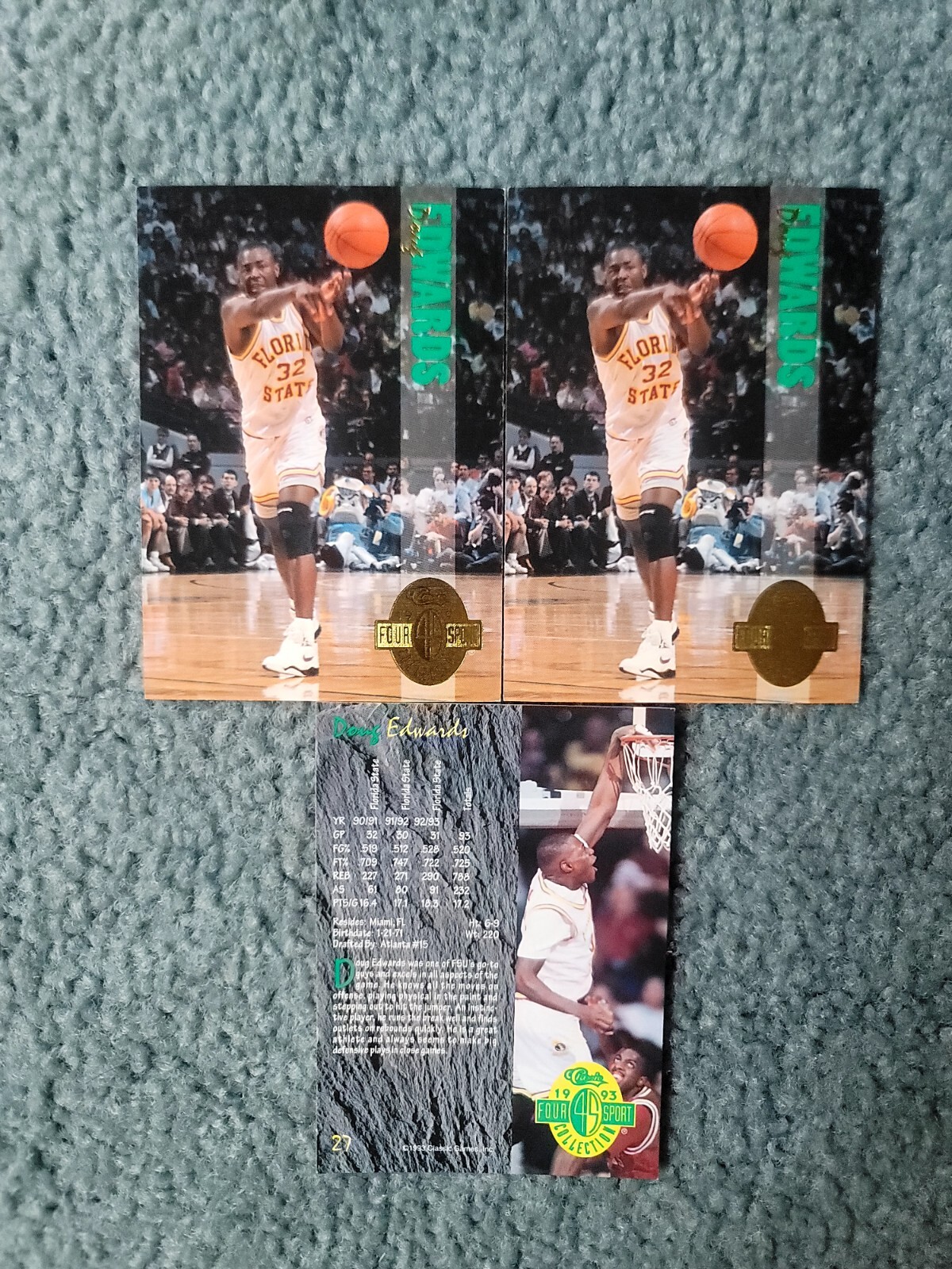 Doug Edwards (1993) Classic Four Sport Basketball Card Lot of approx 3 cards