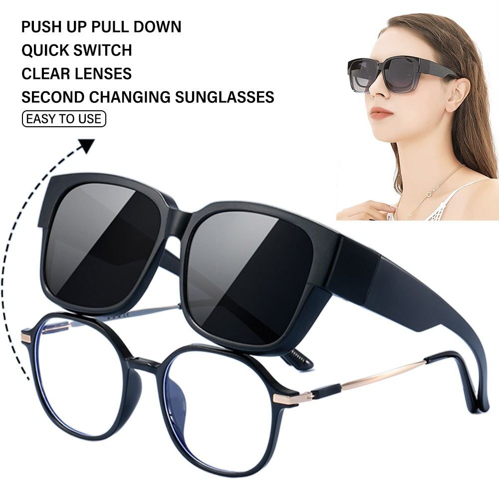 Driving Riding Wrap Around Polarized Fit Over Glasses Sunglasses Square Shades